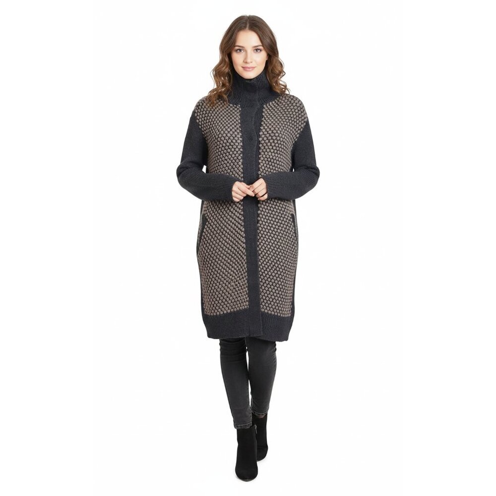 Antik Batik Collection Women’s Coat Wool Long Jacket Honeycomb Knits Size L - Picture 2 of 7